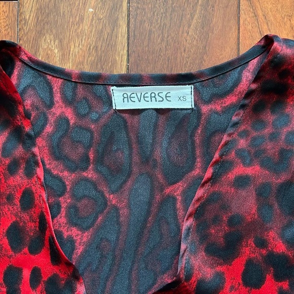 Red Leopard Tie-Front Top - Picture 5 of 5